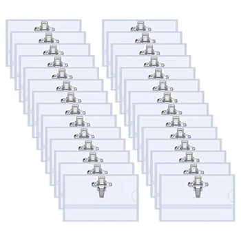 100 darabos tű stílusú klip vízszintes névkitűző tartók betétekkel illeszkedő kártya 90X55mm Kép