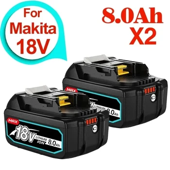 100% eredeti Makita 18V 8000MAh újratölthető elektromos kéziszerszámok Makita akkumulátor LED Li-ion cserével LXT BL1860B BL1860 BL1850 Kép