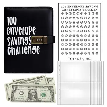 100 megtakarítási kihívás borítékok megtakarítási iratrendező jelszózárral és készpénzes borítékokkal vízálló és hordozható tervezéshez és Kép
