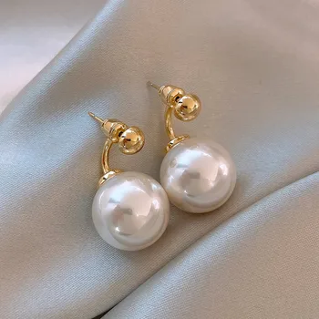 14k aranyozott divatékszerek Egyszerű dupla gyöngy fülbevaló nőknek Ünnepi parti Napi elegáns fülbevaló ajándékok Kép