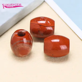 16x18mm Natural Red Jaspers Stone sima ovális forma DIY nagy lyukú laza gyöngyök Ékszer kiegészítők 5Db a4701 Kép