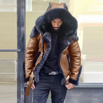2023 Új férfi műkabát téli nagy méretű kabát szőrmével gallér Lon ujjú gyapjú Linin alkalmi férfi kiváló minőségű kabát Kép