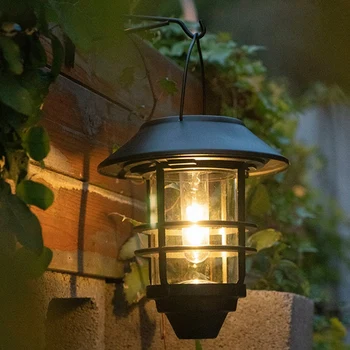 2Pcs napelemes lámpa kültéri dekoratív fali lámpa akasztókkal vízálló fém napelemes kültéri lámpák átlátszó üveggel tartós Kép