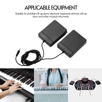 3,5 mm-es Sustain pedál Kettős pedál hangszerekhez Hordozható összecsukható zongora Elektronikus billentyűzet Elektronikus összecsukható dob Kép