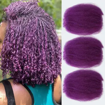 50g / pc Új lila színű Remy hajhosszabbítás Afro Kinky ömlesztett emberi hajhosszabbítás fonáshoz DreadLock #2 #4 99J Kép
