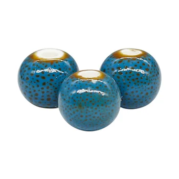 6mm 8mm 10mm kerek kerámia gyöngyök kék üvegezés gyöngy DIY porcelán kézzel készített lyuk laza gyöngyök nyaklánc karkötő ékszerkészítéshez Kép