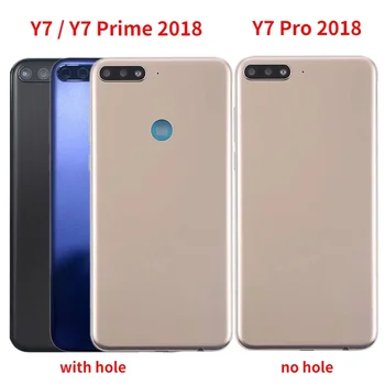  Akkumulátor fedél Huawei Y7 2018 Y7 Prime 2018 hátlaphoz Hátsó ajtófedél Y7 Pro 2018 házhoz Tok kameralencsével Kép