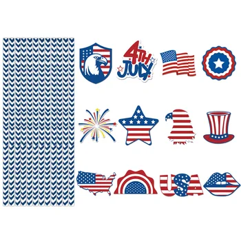 Amerikai zászló Kék fehér papír szívószálak zászlók dekoráció Jól kidolgozott hazafias ivószálak az amerikai nemzeti ünnep témadekorációjához Kép