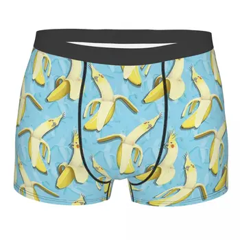 Bananaaaa Cockatiel Pattern Banán banán Meme alsónadrág Homme bugyi Férfi fehérnemű Print Shorts Boxer rövidnadrág Kép