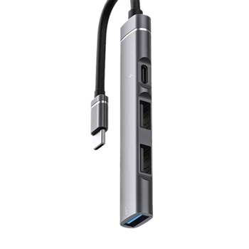 C típusú elosztó 4 port alumíniumötvözet USB3.0 USB2.0 PD kiterjesztett C típusú adapter töltőport laptophoz Mobiltelefon Tablet Dropship Kép
