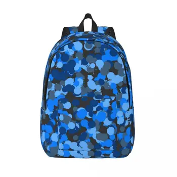 Cool Spash álcázó hátizsák kék pontok geometriai hátizsákok Diák Unisex középiskolai táskák Kiváló minőségű lélegző hátizsák Kép