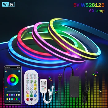 DC5V WS2812B színes LED szalag fény RGB 24 billentyű Távoli WiFi vezérlő 50CM 1M 2M 3M 4M 5M 60Leds/m pixel szalag Neon jel Kép