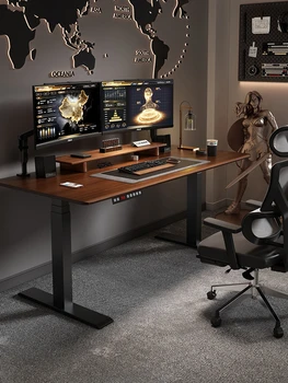 Elektromos emelőasztal, tömörfa számítógép asztal, háztartási asztali irodai asztal, íróasztal Kép