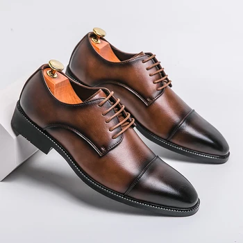 Férfi cipők Kényelmes férfi alkalmi cipők Kiváló minőségű üzleti bőr cipők Új divatos formális cipők csúszásmentes irodai cipők Kép