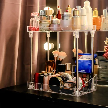 Fürdőszoba kiegészítők Sarokpolcok Piperecikkek Tároló állvány Lyukasztás nélküli kozmetikai asztali tároló Fürdőszoba tároló polc Kép