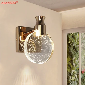 Gold LED kristály fali lámpák hálószoba nappali fürdőszoba smink fali lámpa otthoni dekorációs lámpa LED tükörfény Kép