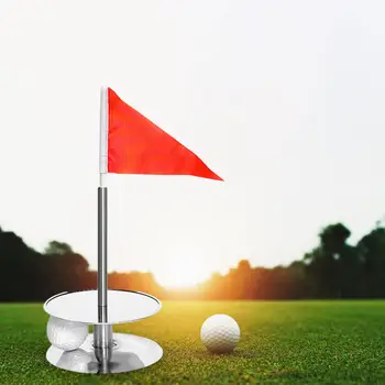 Golf Putting Cup rozsdamentes acél ereszcsatornák Golf zászlórudak gyerekeknek Igazítási útmutató Golfozás Beltéri kültéri udvar Kép