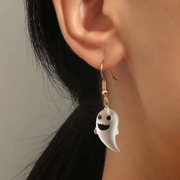 Halloween szellem lógó fülbevaló nőknek Aranyos gyanta medál fülbevaló Party Cosplay ékszer kiegészítők Ünnepi ajándékok Kép