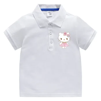 Hello Kitty új gyerekruházat baba rajzfilm pamut póló lány édes aranyos divat top fiú jóképű hajtóka egyenruha póló Kép