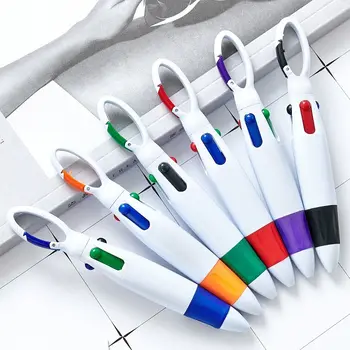 Hordozható sajtó típusú gél toll visszahúzható 4 színes tinta golyóstoll csattal Kulcstartó többfunkciós levélpapír íróeszközök Kép