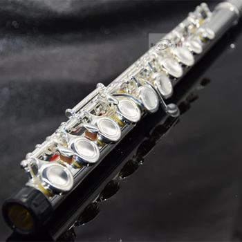 Japán koncertfuvola 271/271S 16 lyukú standard nikkel ezüstözöttKeresztirányú Flauta Obturator C billentyű E billentyűvel Kép