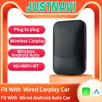 JUSTNAVI vezeték nélküli Carplay Android Auto Box adapter hardverkulcs Gyors automatikus csatlakozás vezetékes Carplay Android Auto autóhoz MINI USB BOX Kép