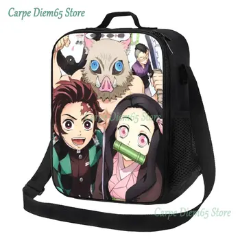 Kimetsu No Yaiba Demon Slayer szigetelt uzsonnás táska nőknek Anime manga hűtő Thermal Bento Box Beach Camping Travel Kép
