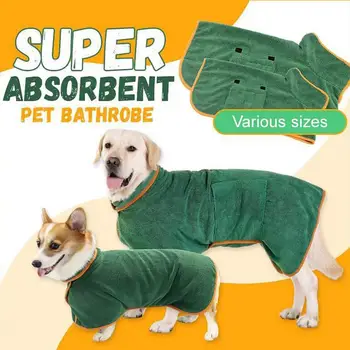 Kisállat fürdőköpeny széles választékú rögzítőszalag gyorsan száradó Easy Care Super nedvszívó könnyű kisállat kutya macska fürdőköpeny Kép
