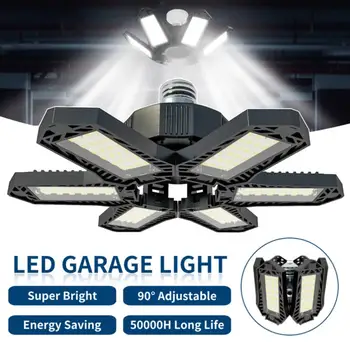 LED garázslámpa deformálható garázs mennyezeti lámpa állítható 6Panel lámpa LED E27 / E26 lámpák garázsműhely raktárhoz Kép