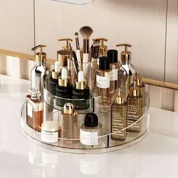 Light luxus forgatható kozmetikai tároló doboz átlátszó rúzs parfüm tároló állvány sminkkefe rendszerező Kép