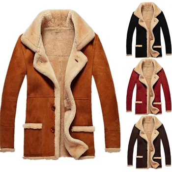 Meleg szigetelésű velúr kabát pamut ruha 2023 szőrme integrált férfi kabát Slim Fashion téli sűrített kabát ruházat Kép