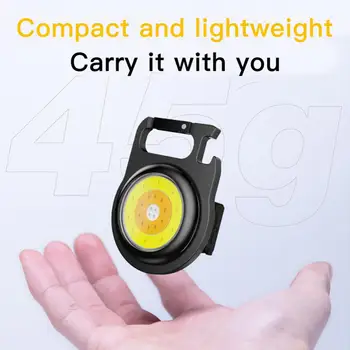Mini LED kulcstartó fény Multifunkciós hordozható lámpa COB vészlámpa Mini zseblámpa Kültéri horgászat Kemping fény Kép