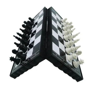 Mini sakkkészlet Játék összecsukható műanyag sakktábla Könnyű társasjáték Kezdőlap Kültéri hordozható gyerekjátékok 32db Kép