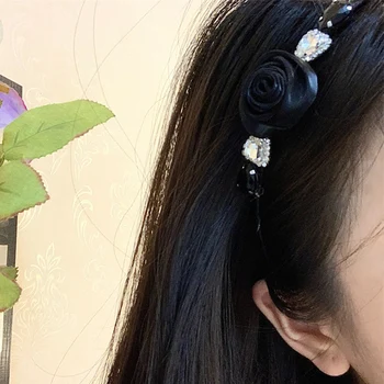 New Elegant Love Heart kristály strasszok Kamélia virág hajpánt női fejhurok fejfedők finom fejpánt kiegészítők Kép