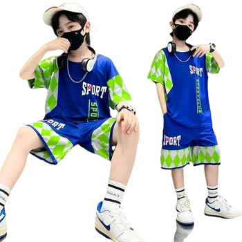 Népszerű gyerekek nyári öltöny fiúk sportruházat lány rövid ujjú ruházat 2023 Új kisgyermek alkalmi kétrészes szettek Streetwear Tide Kép