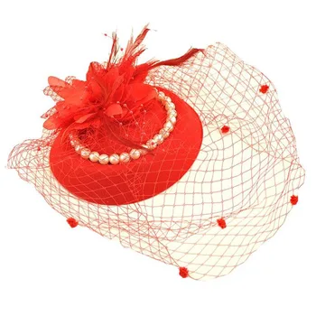 Női elbűvölő kalap virág hálós fátyol Mini kalap koktél Tea Party fejfedő esküvői tea party kalap Kép