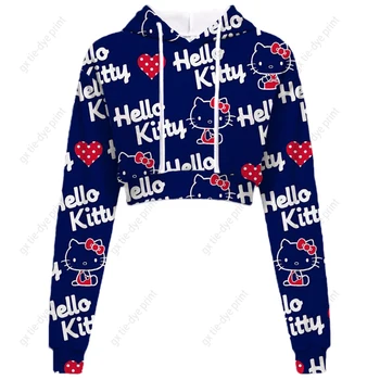Női szórakozás Hello Kitty Print kapucnis pulóver nőknek ultrathi alkalmi ing preppy stílusú kocogó ruhák utcai ruházat Kép