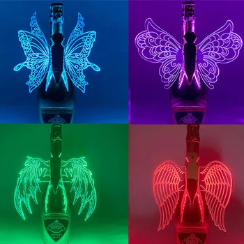 RGB Angel Butterfly Wings LED pezsgő topper strobe bot VIP palack szolgáltatás LED csillagszóró fény éjszakai klub bárdekorációjához Kép