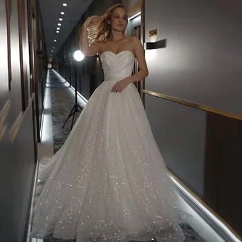 Shiny Glitter esküvői ruha 2024 Sweetheart Lace Up Back menyasszonyi ruhák Princess menyasszonyi ruhák Plus size egyedi készítésű Casamento Kép
