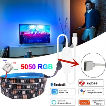 Smart Zigbee USB LED szalag fény RGB 5050 5V Tuya Wifi Bluetooth vezérlés LED fény TV háttérvilágítás lámpa működik Alexa Google Home Kép