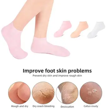 Spa szilikon zokni hidratáló gél zokni hámlasztó és a szárazság megelőzése Repedezett elhalt bőr Távolítsa el a védőt Lábápoló eszközök Kép