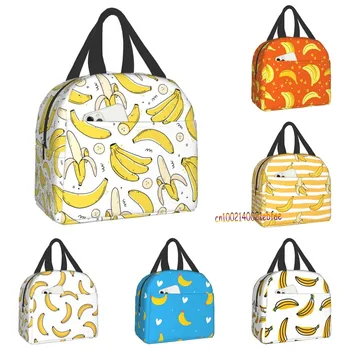 Sárga banán uzsonnás táska utazódoboz munka Bento hűtő Újrafelhasználható táskák Piknik dobozok szigetelt konténer bevásárlótáskák nőknek Férfiak Kép