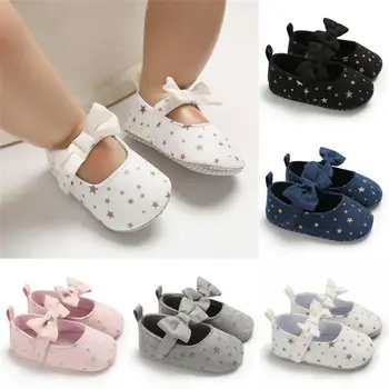 Toddler Girl Crib Shoes Newborn Baby Girls Boys Bowknot Soft Sole Dot Print Casual Shoes Hot Sale Kép