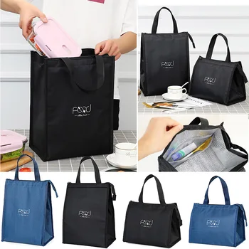 Travel fekete hőszigetelt kézitáskák Élelmiszertároló doboz kézi cipzáras hűtőtáskák Uzsonnás táskák Élelmiszer-táskák Piknik táska Kép