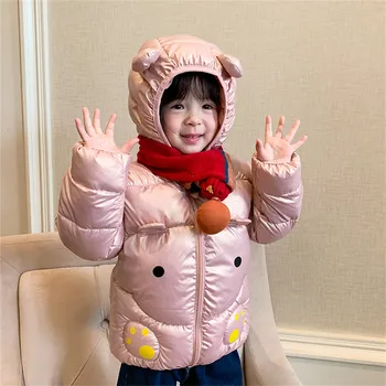 Téli meleg vastag párnázott kisgyermekdzseki Kislányok Fiúk Őszi hosszú ujjú kapucnis kabát Gyerekek meleg ruhák Kép