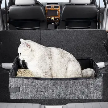 Összecsukható utazó macska alomdoboz hordozható alomtálca E utazó alomhordozó fedett WC alomhordozó kisállat kellékek Kép