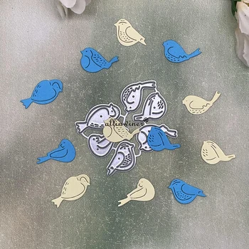 Új 6Db madár dekoráció Fémvágó szerszámok DIY scrapbooking albumhoz Papírkártyák Dekoratív kézművesség Dombornyomás Stancut Kép