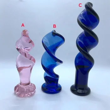 Üveg maszturbátorok átlátszó Különböző kék rózsaszín spirálüveg dugó Szex Szerelmi játékok Személyes masszírozó nőknek Kristály szex játékok Kép